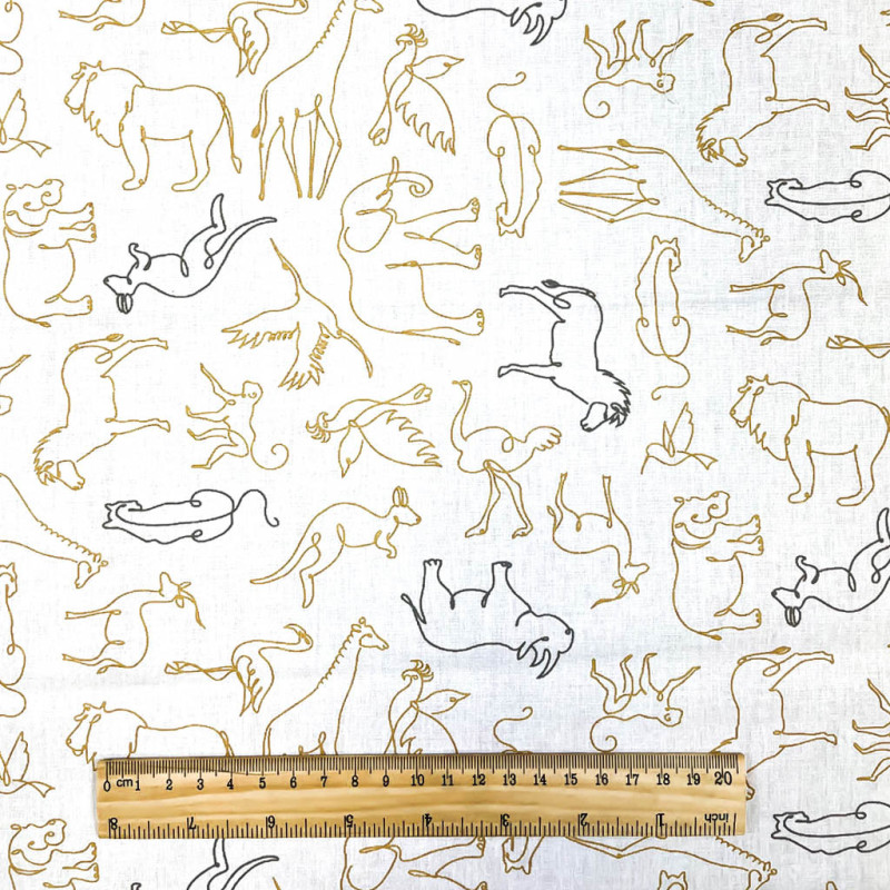 Printed Cotton MASSOA White / Camel